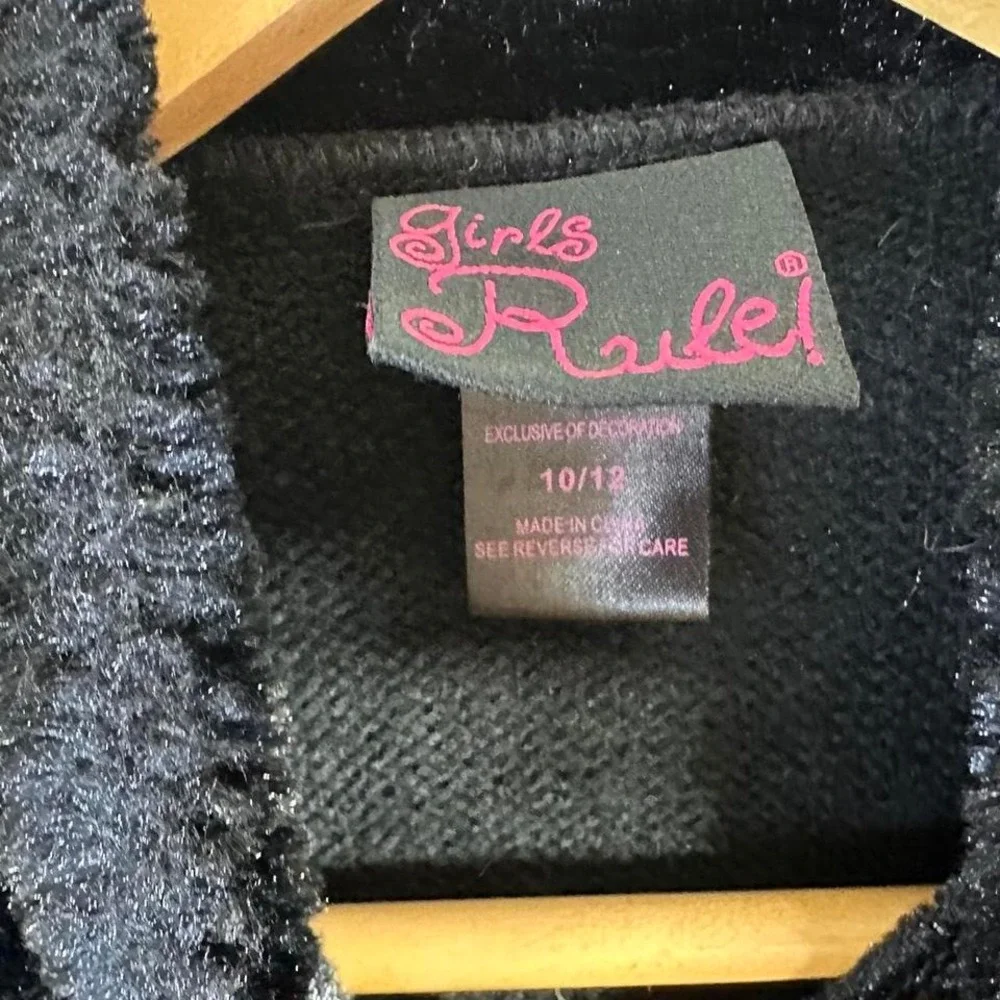 Black faux fur zip up‎ jacket Kids Medium 10-12 #fauxfur #jacket
